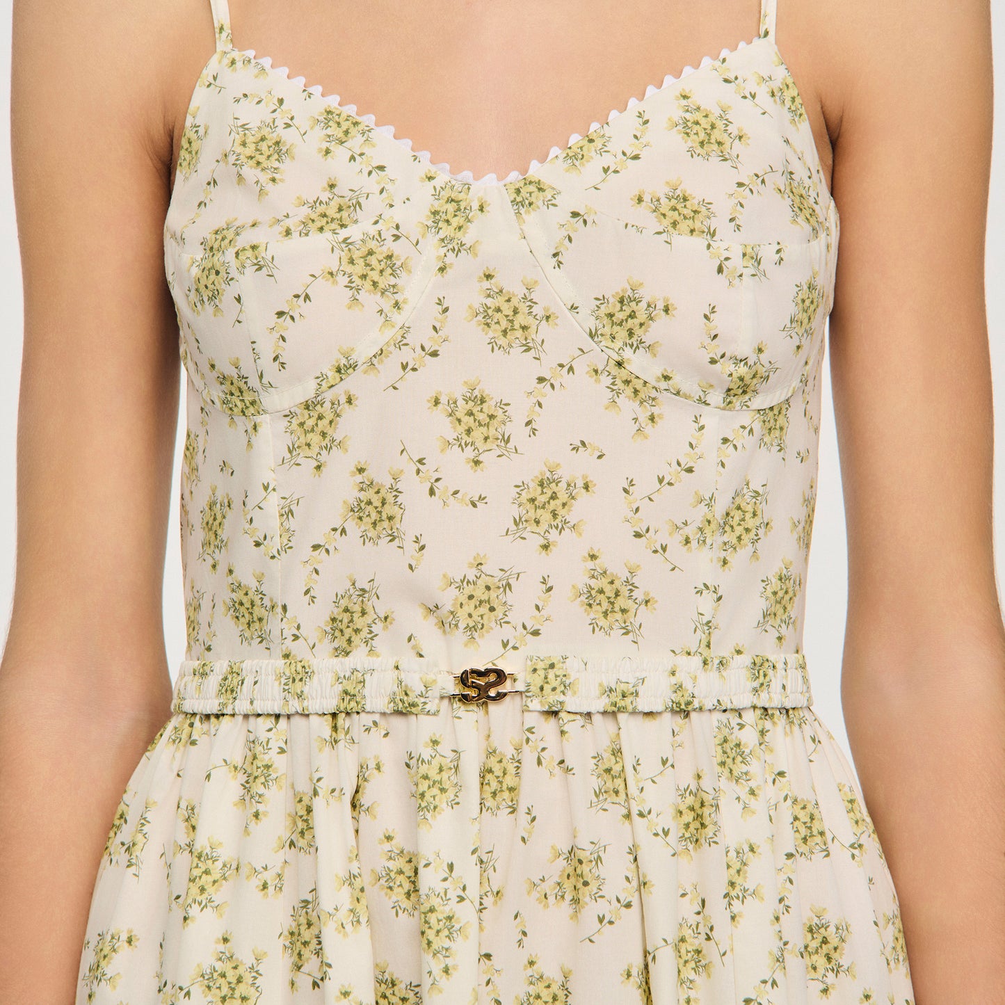 Lucette Floral Maxi Dress With Straps Olive / Ecru