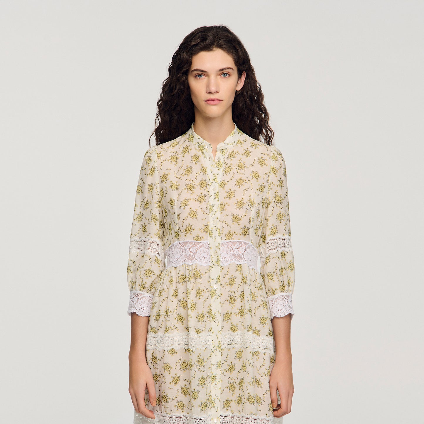 Aurelia Floral Lace Maxi Dress Olive / Ecru