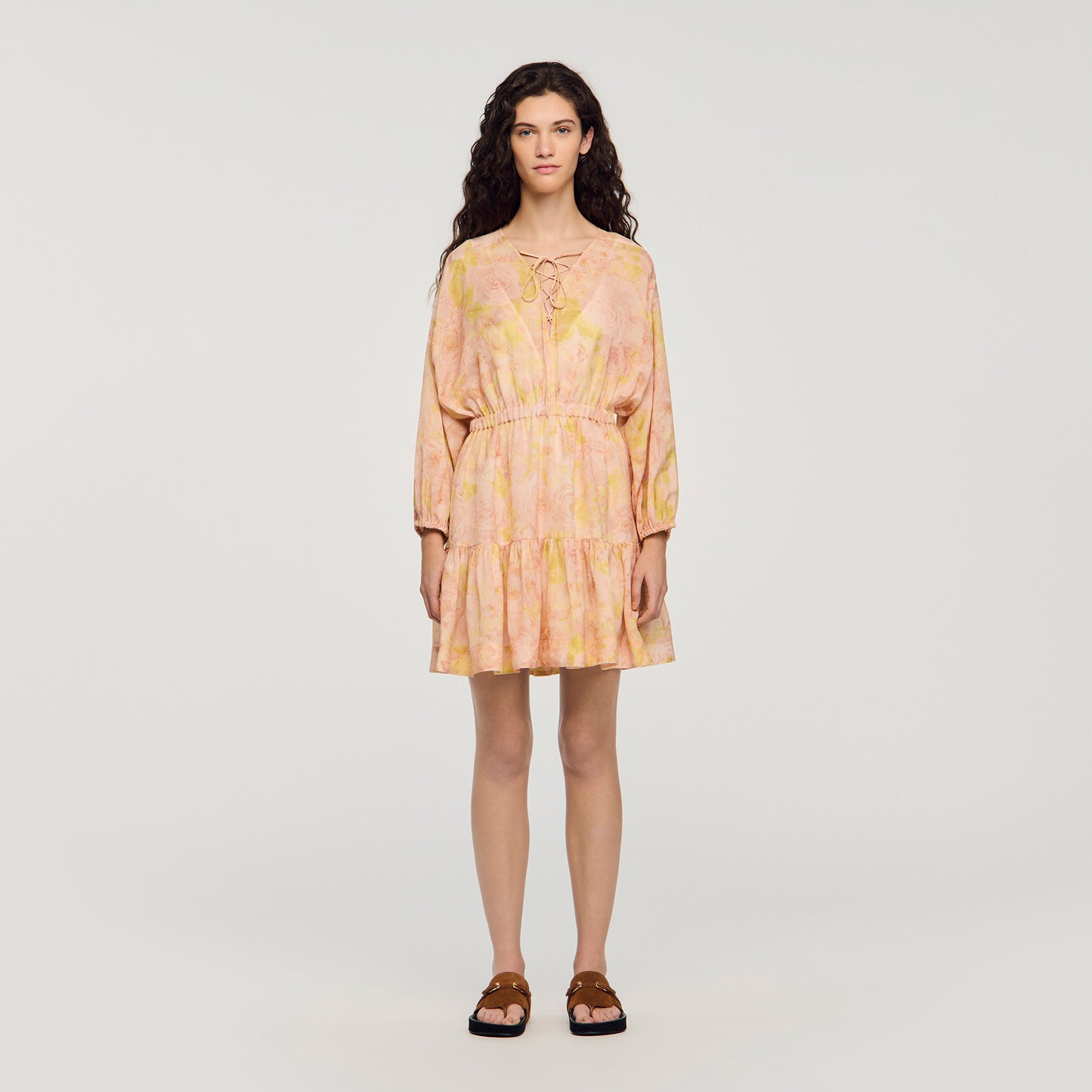 Provenza Flower Print Short Dress Pink / Green