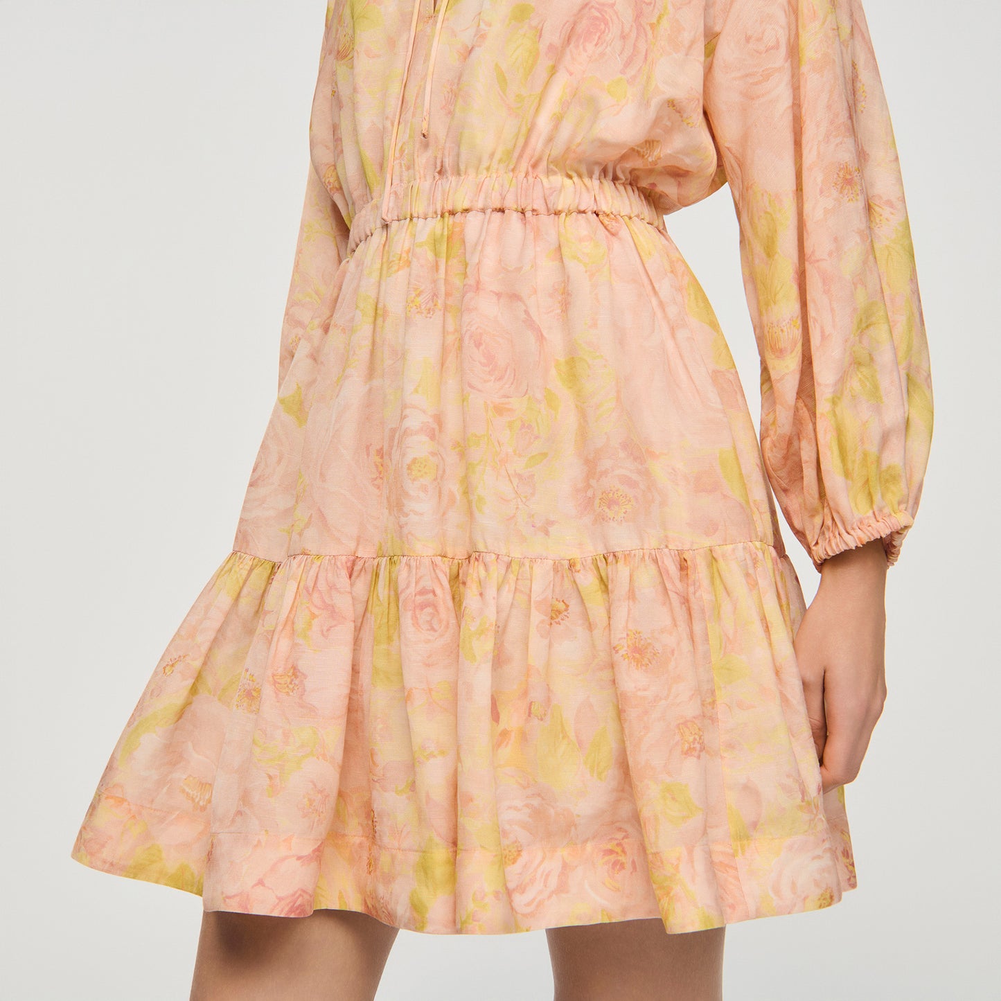 Provenza Flower Print Short Dress Pink / Green