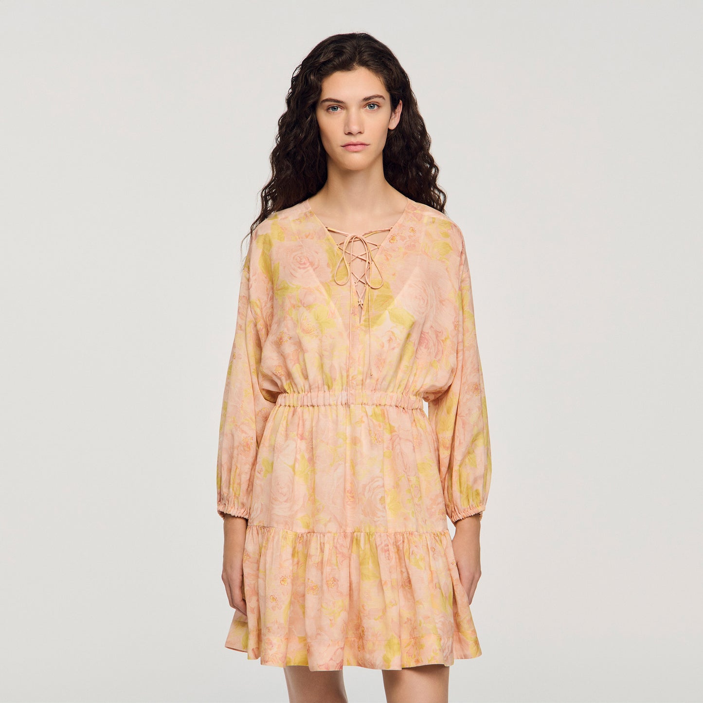 Provenza Flower Print Short Dress Pink / Green