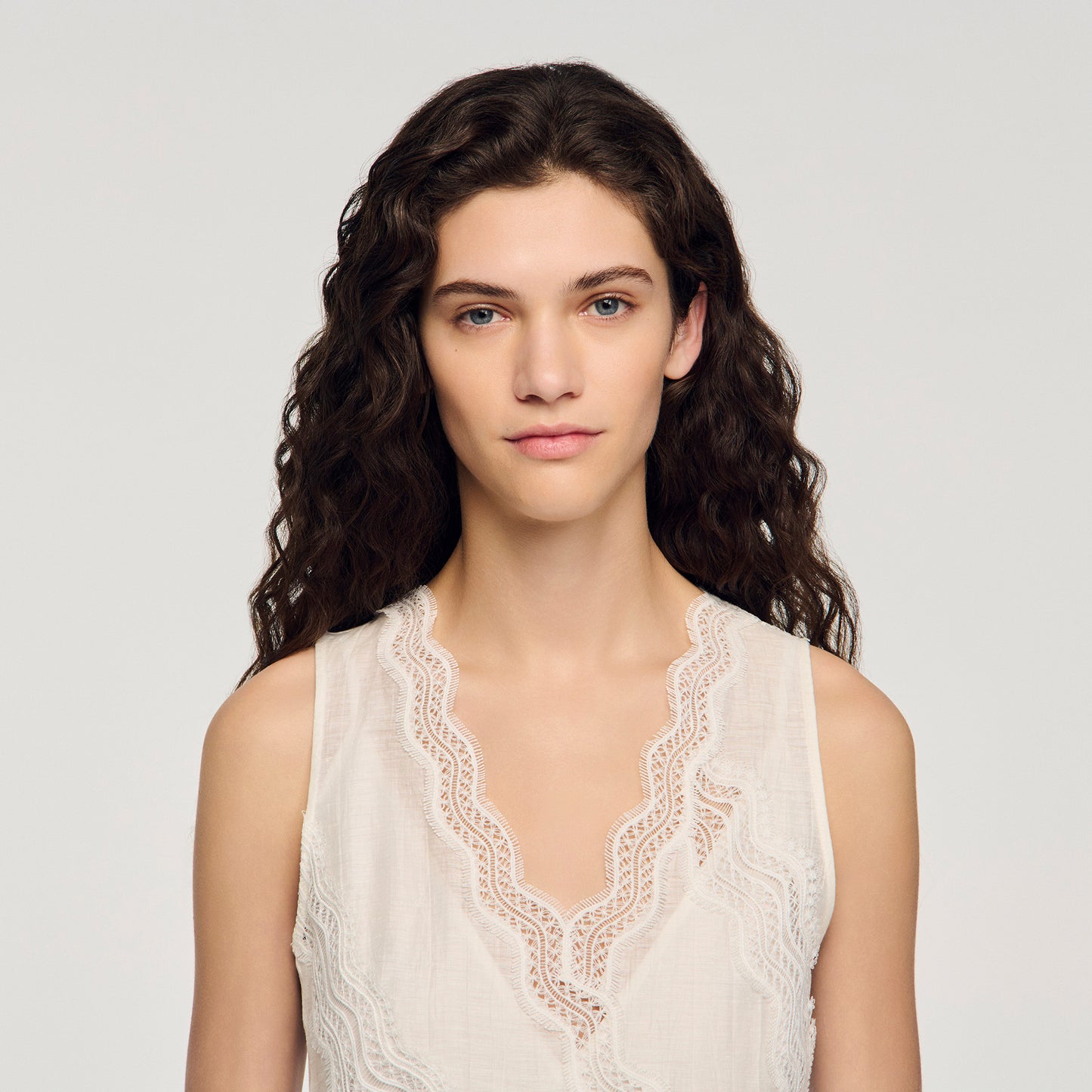 Blandine Short Trimmed Linen Dress White