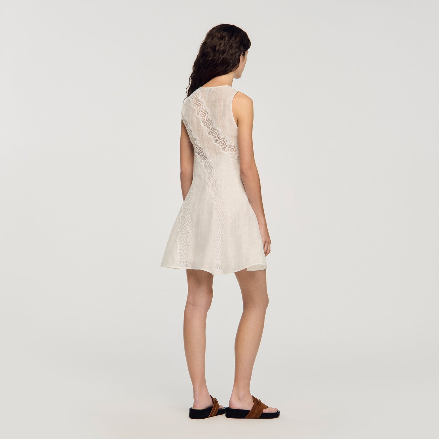 Blandine Short Trimmed Linen Dress White