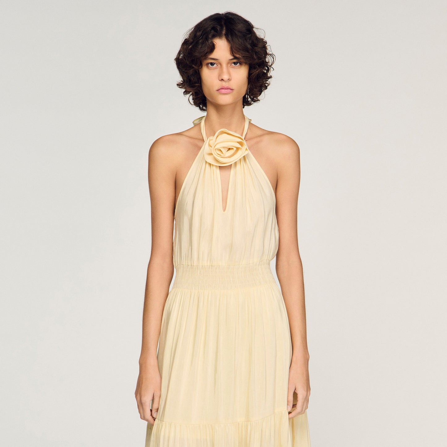 Alba Floral Print Linen Maxi Dress Vanilla