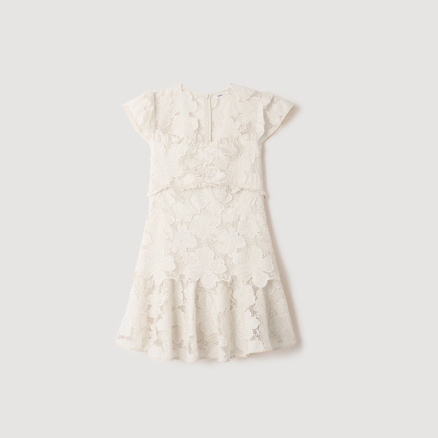 Elara Flower Print Short Dress White