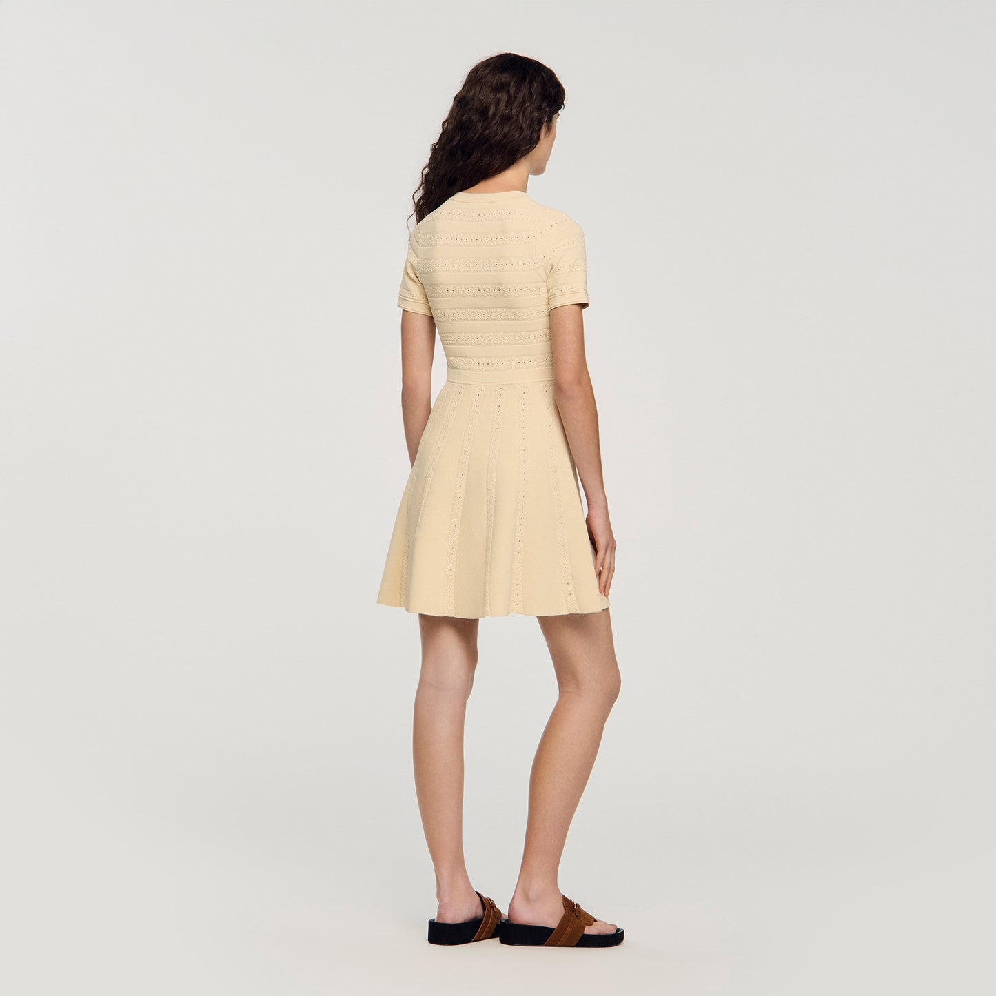 Milou Floral Print Knit Short Dress Vanilla