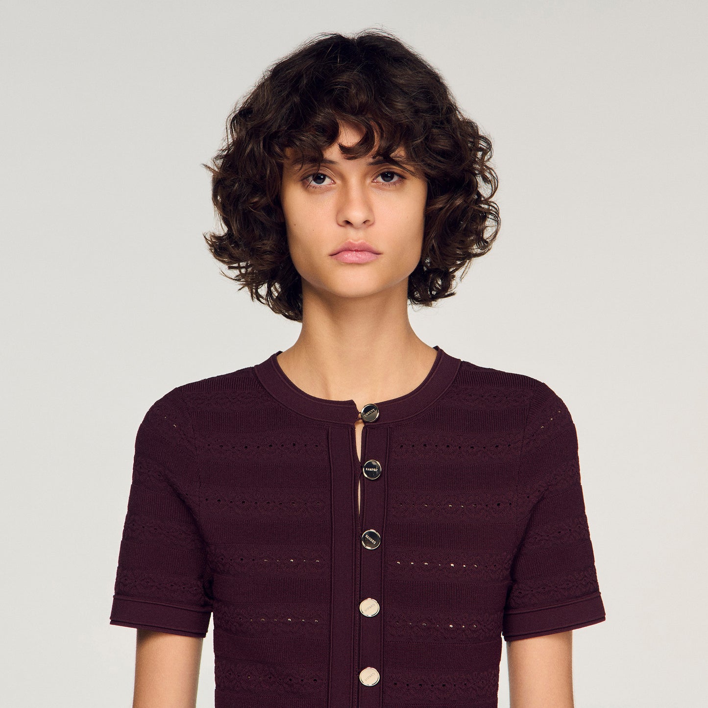 Milou Floral Print Knit Short Dress Brown