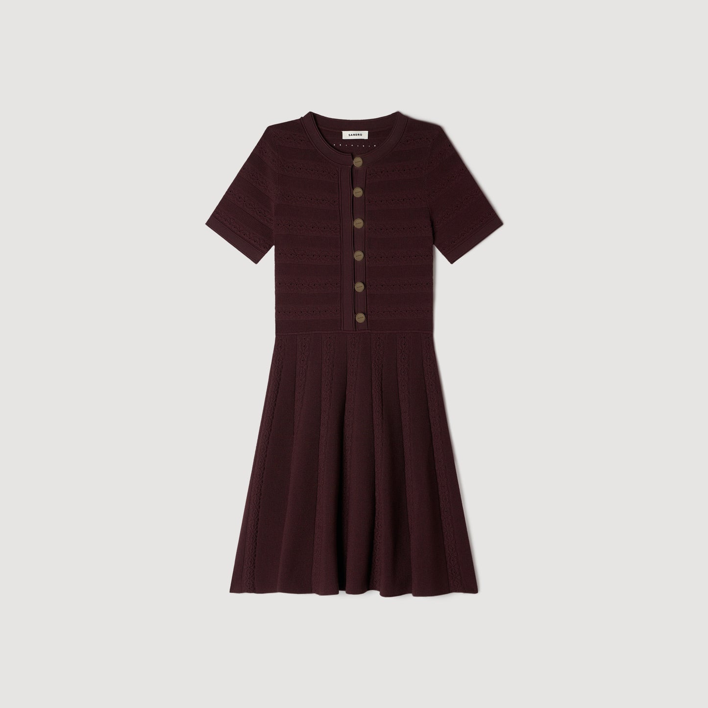 Milou Floral Print Knit Short Dress Brown