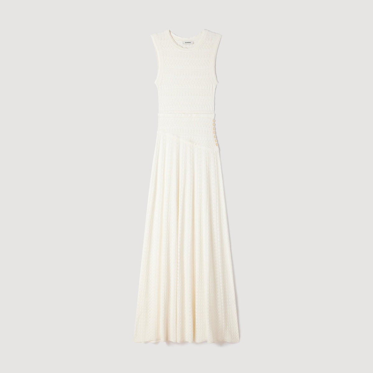 Samantha Pointelle Knit Maxi Dress Ecru
