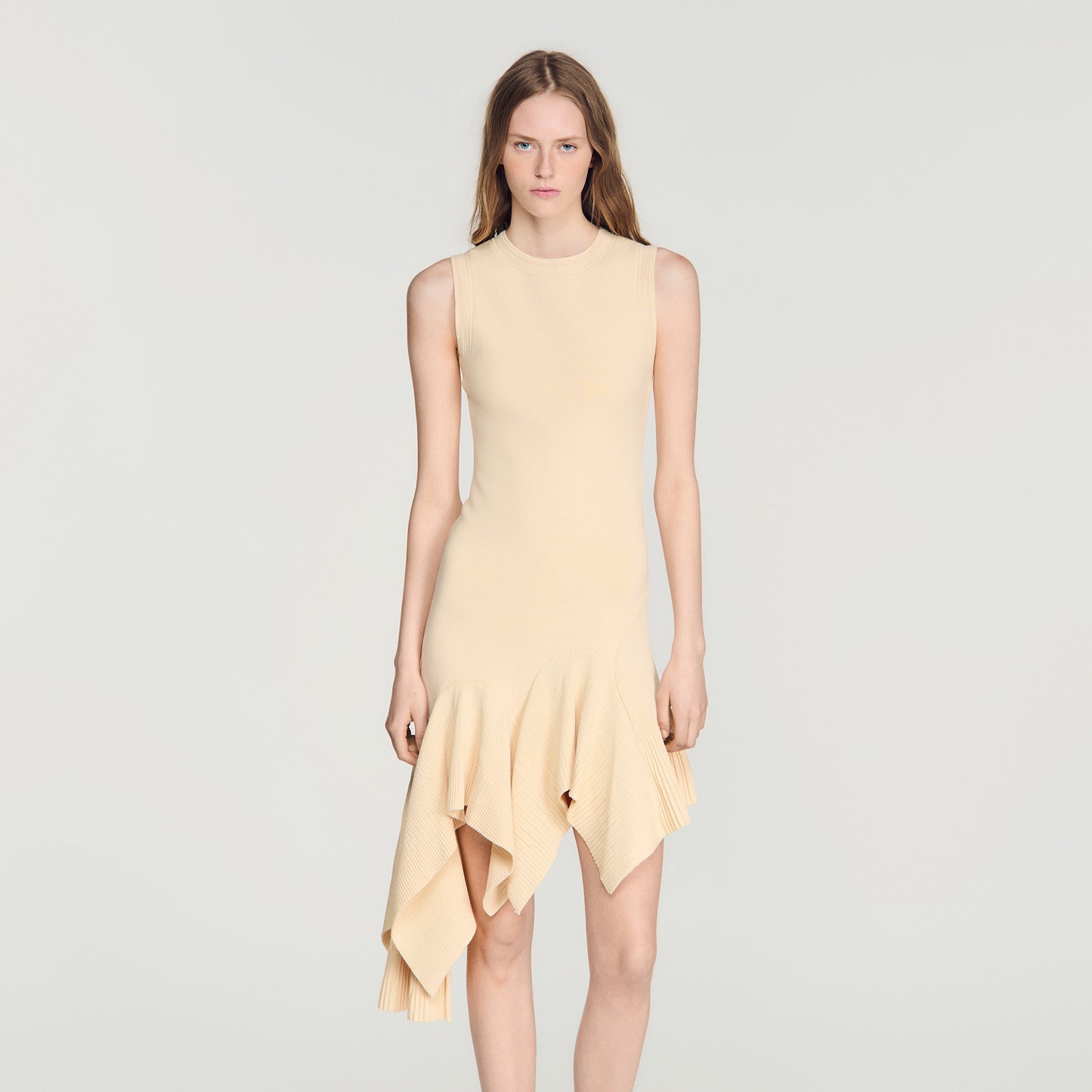 Biancona Asymmetric knit dress Vanilla