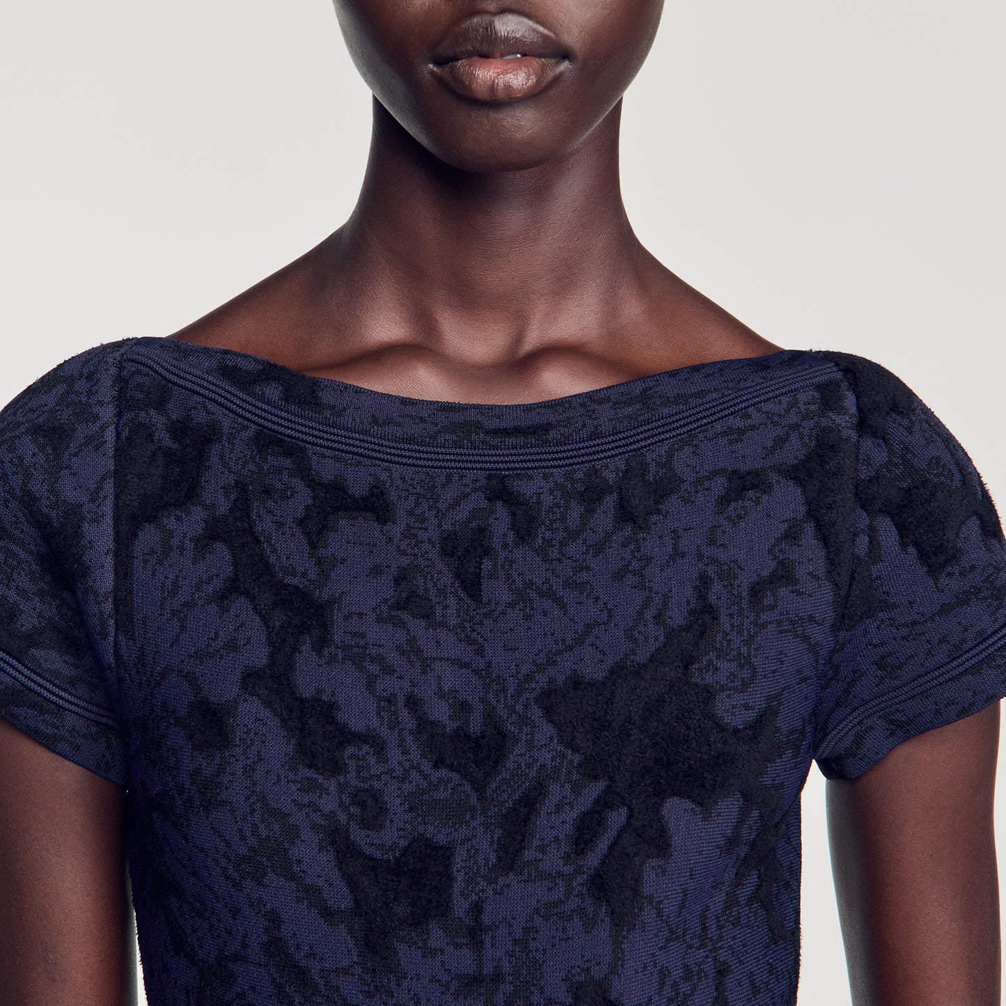 Gala Floral jacquard knit dress Midnight Blue