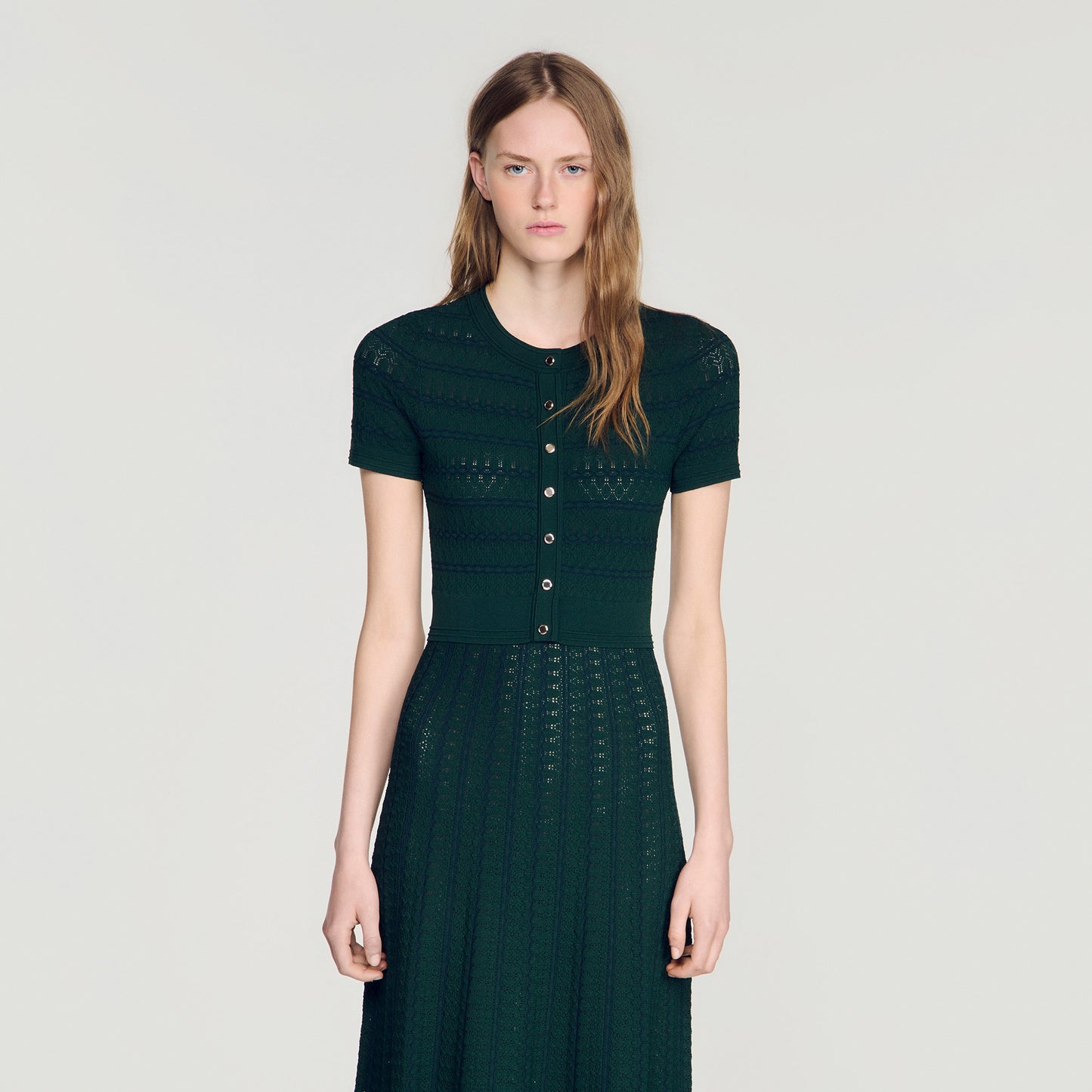 Orianne Pointelle knit maxi dress Green