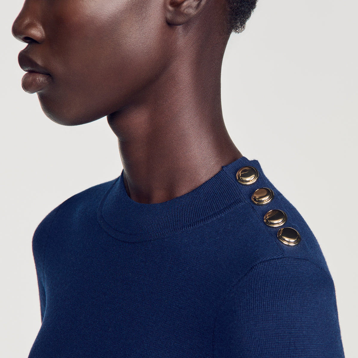 Velia Short knit dress with buttons Navy Blue