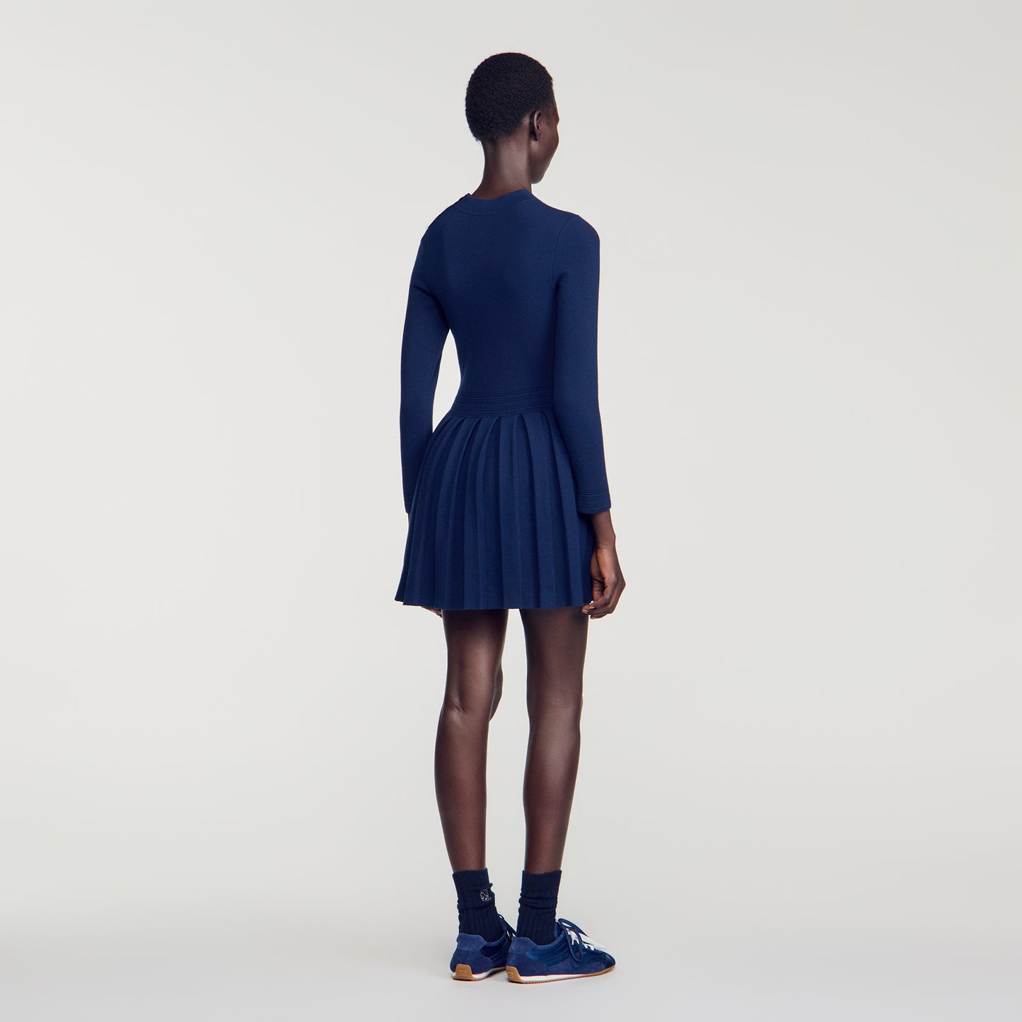 Velia Short knit dress with buttons Navy Blue