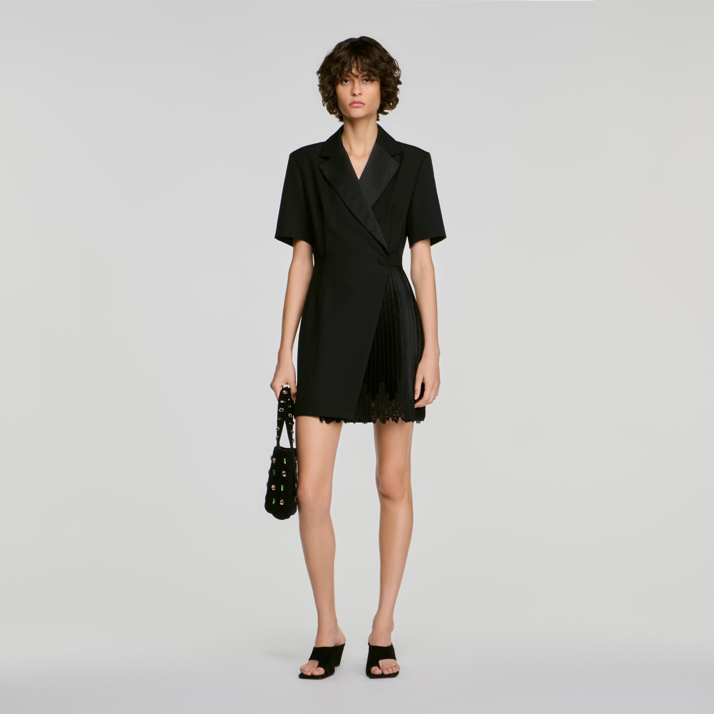 Baccarat Tailored collar wraparound dress Black