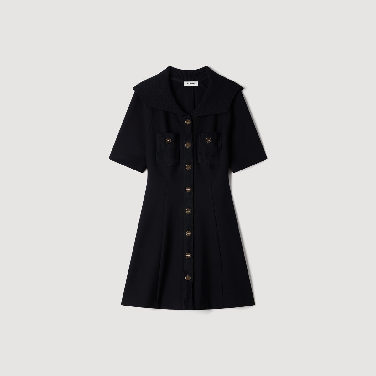 Sabrina Sailor Collar Short Dress Black