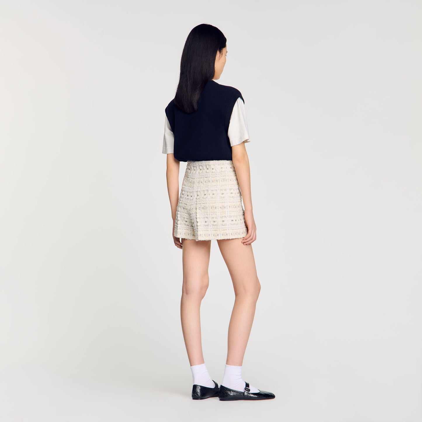 Cam Decorative Tweed Shorts Ecru / Lurex
