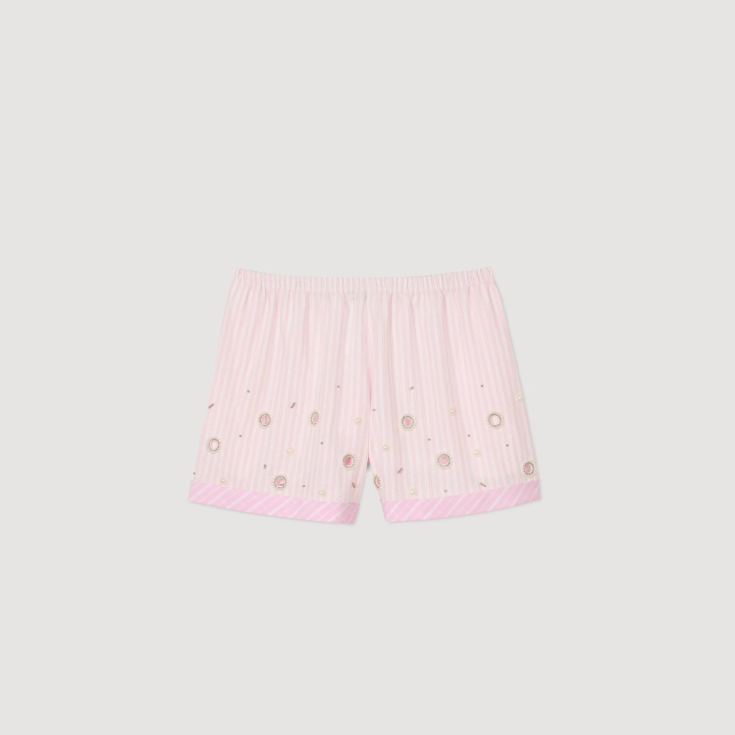 Titti Rhinestone Striped Shorts Pink