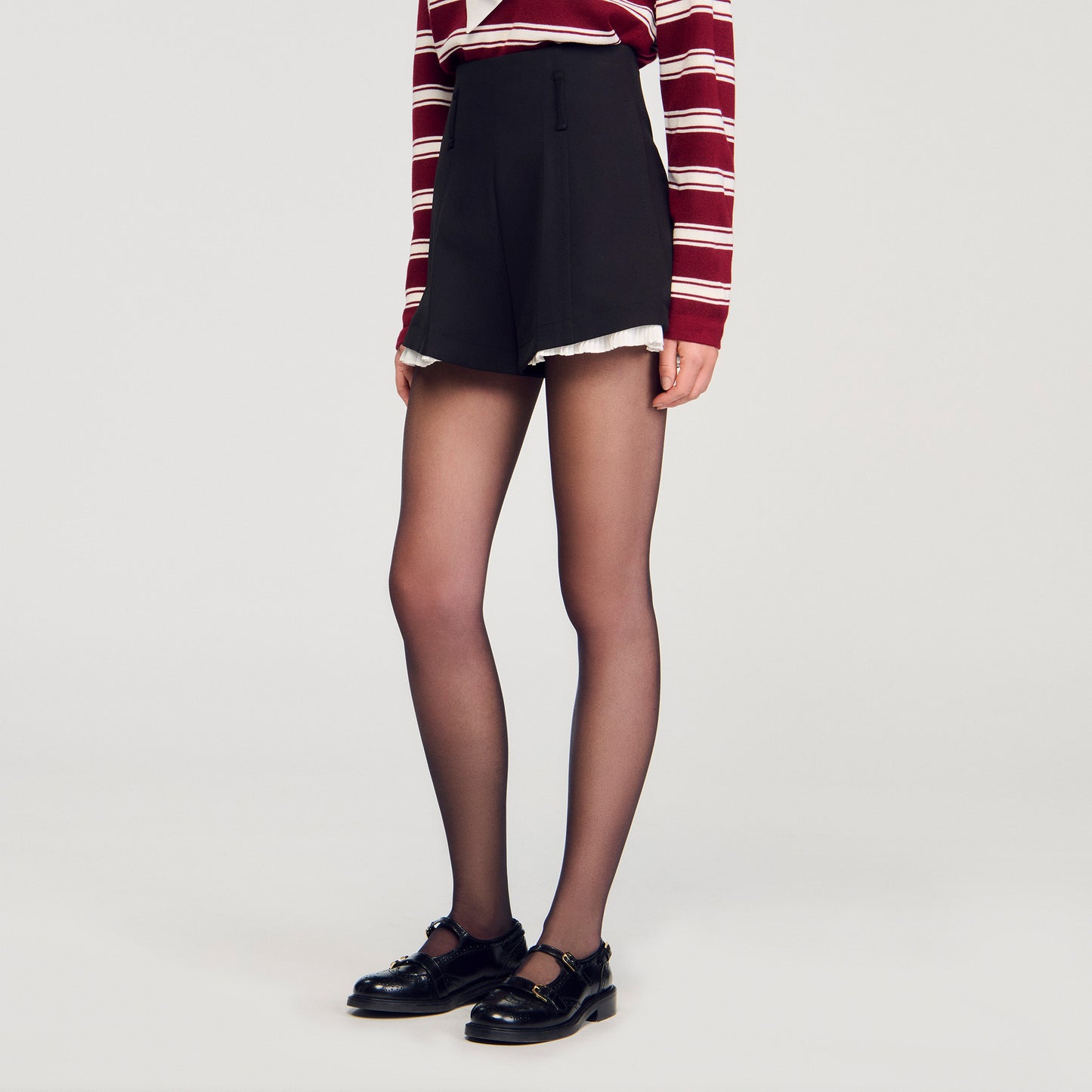 Servane Tailored Flounced Shorts Black