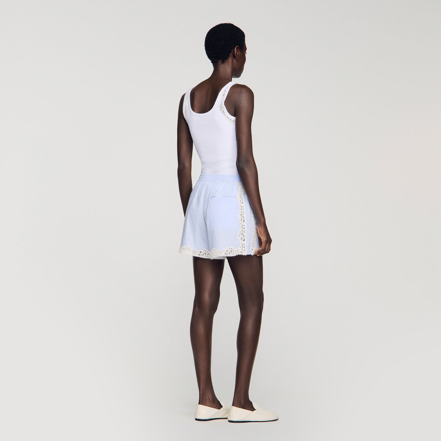 Gaianne Lace Detail Shorts Sky Blue