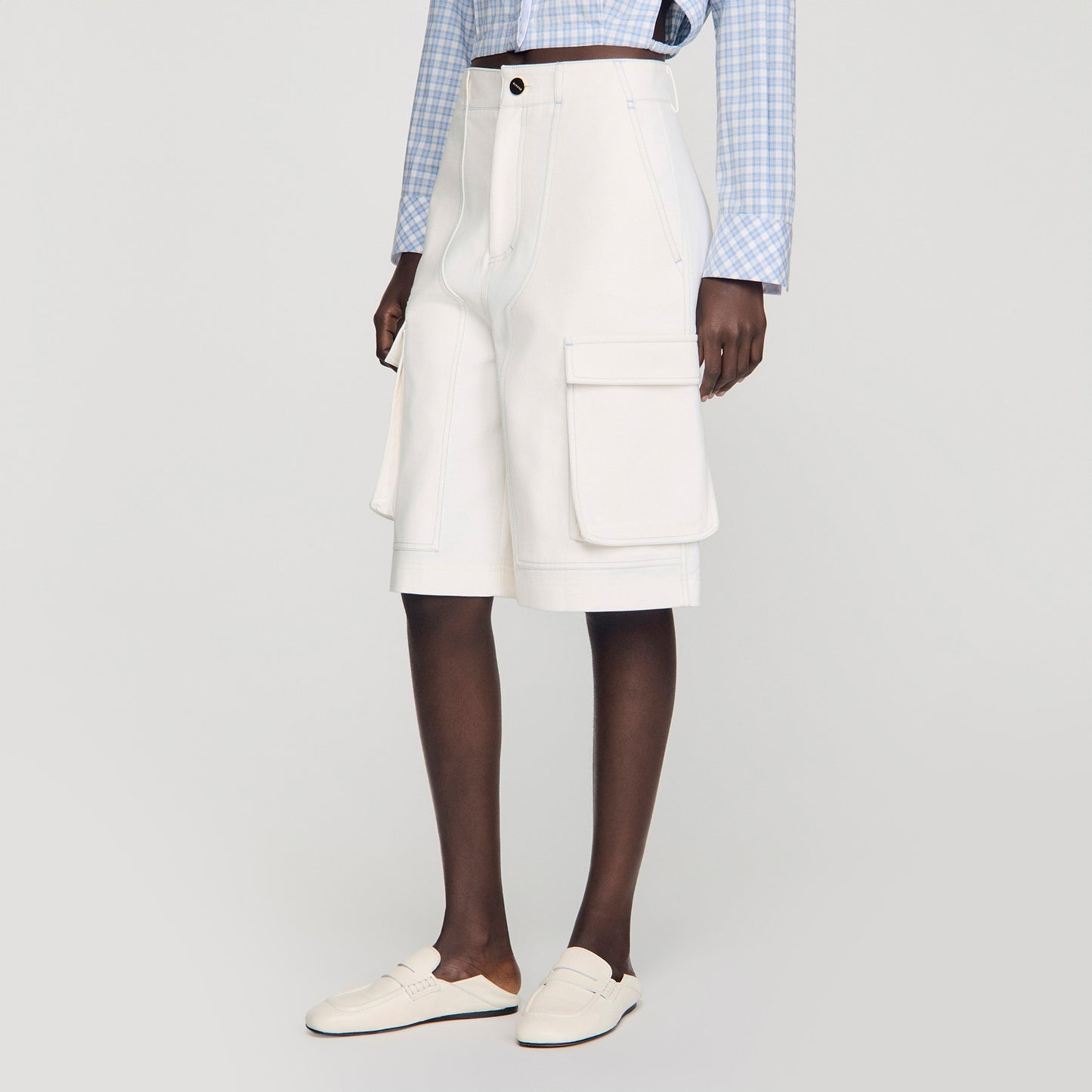 Tilio Wide-Leg Cotton Bermuda Shorts White
