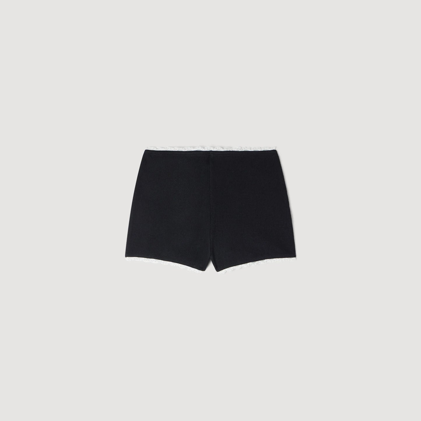 Solal Beaded Embroidered Ribbed Shorts Black