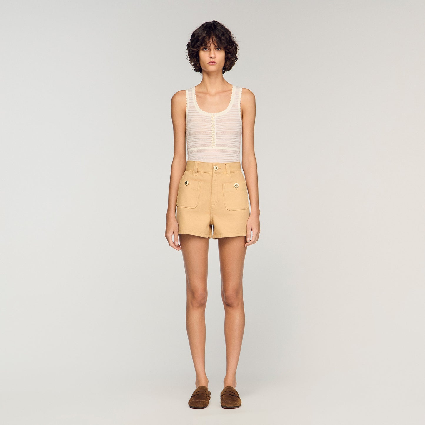 Denim Shorts Beige