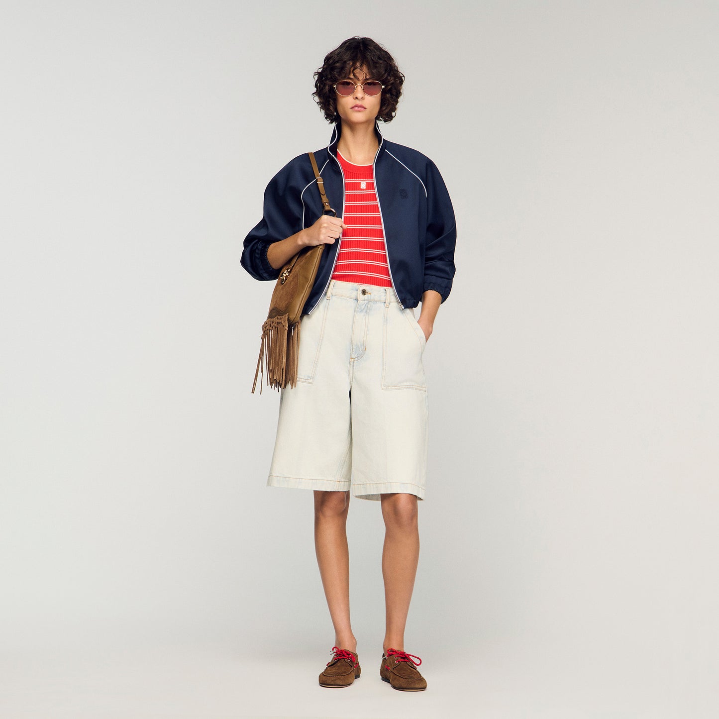 Washed Denim Bermuda Shorts Light Blue Jean