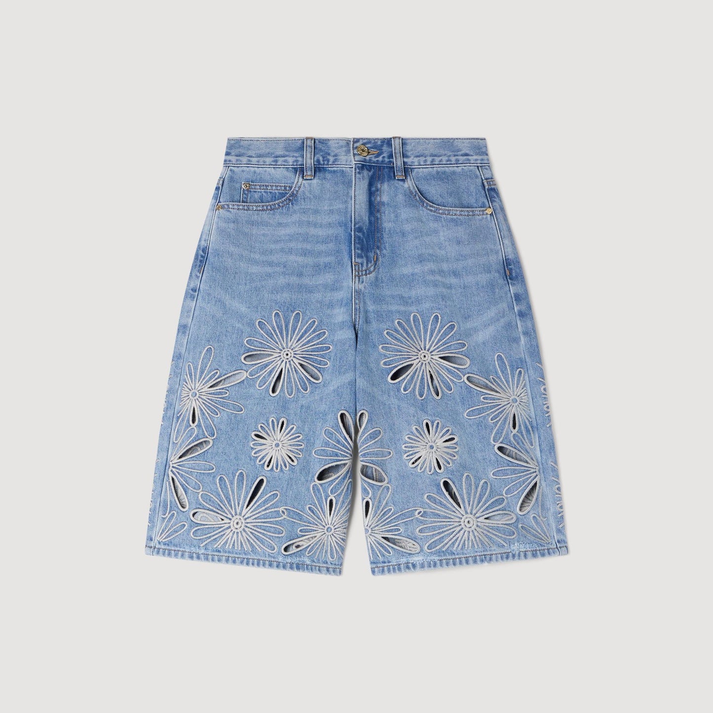 Liorea Embroidered Bermuda Shorts Blue Jean