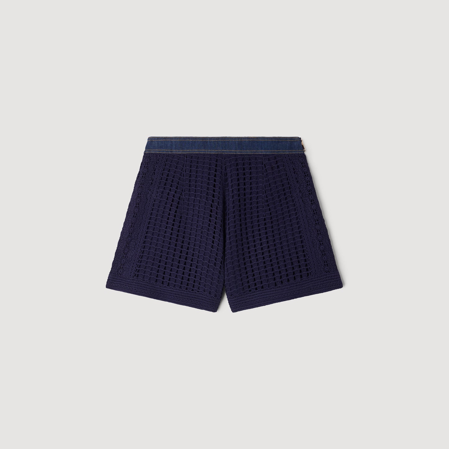 Mareo High-Waisted Crochet Shorts Navy Blue