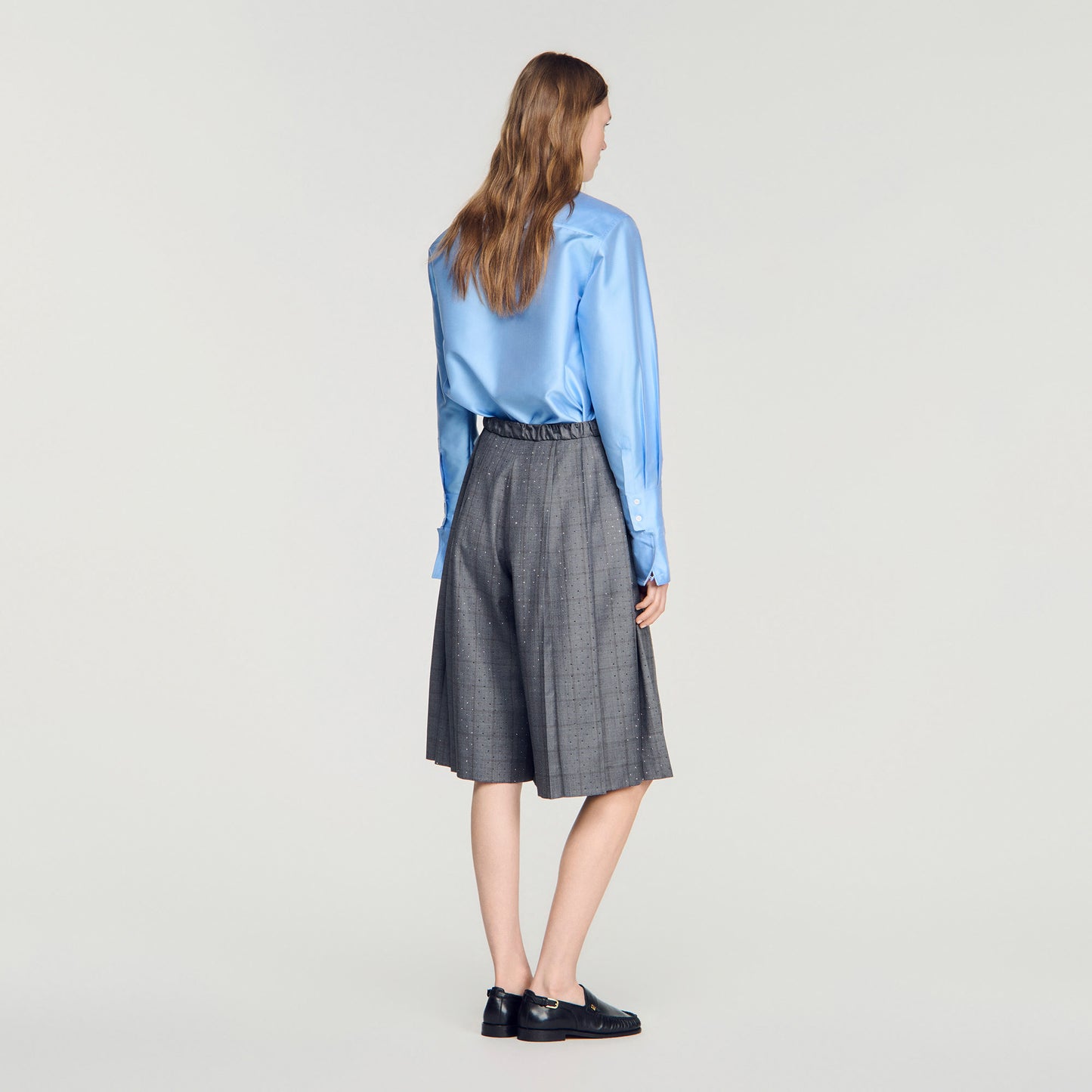 Nathan Check wool shorts Dark Grey