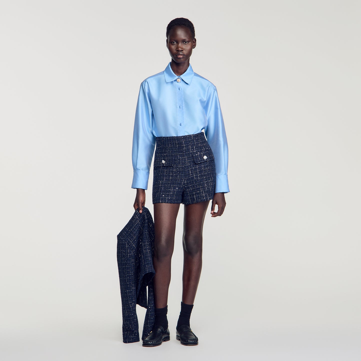 Oliva Decorative tweed shorts Blue