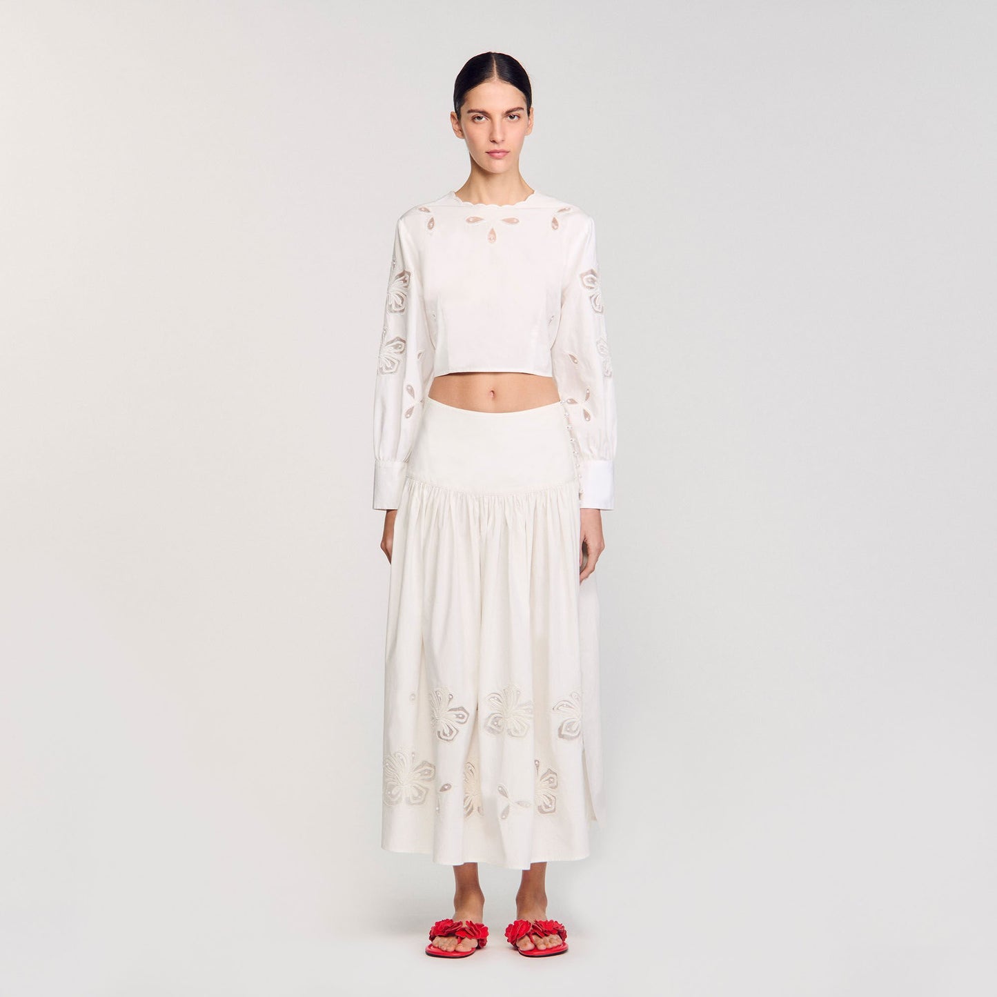 Donie Poplin Crop Top Ecru
