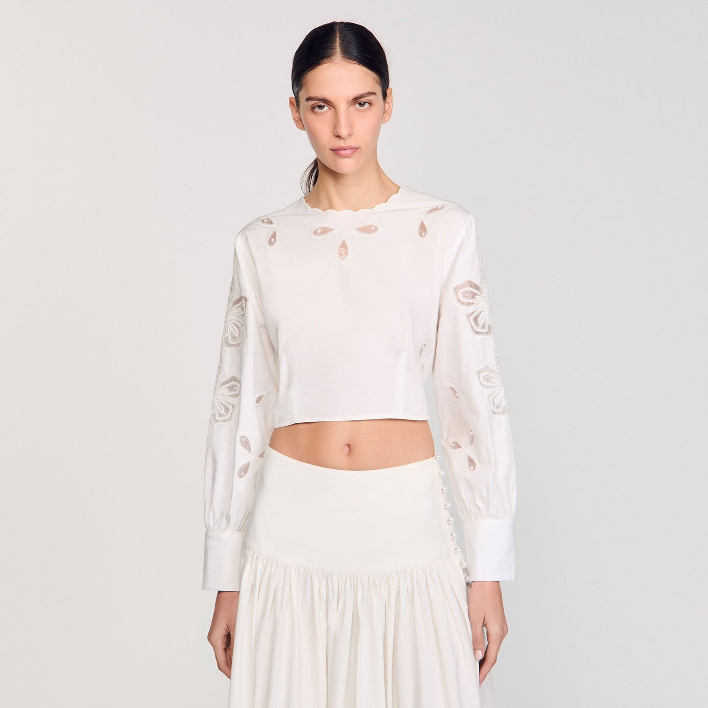 Donie Poplin Crop Top Ecru