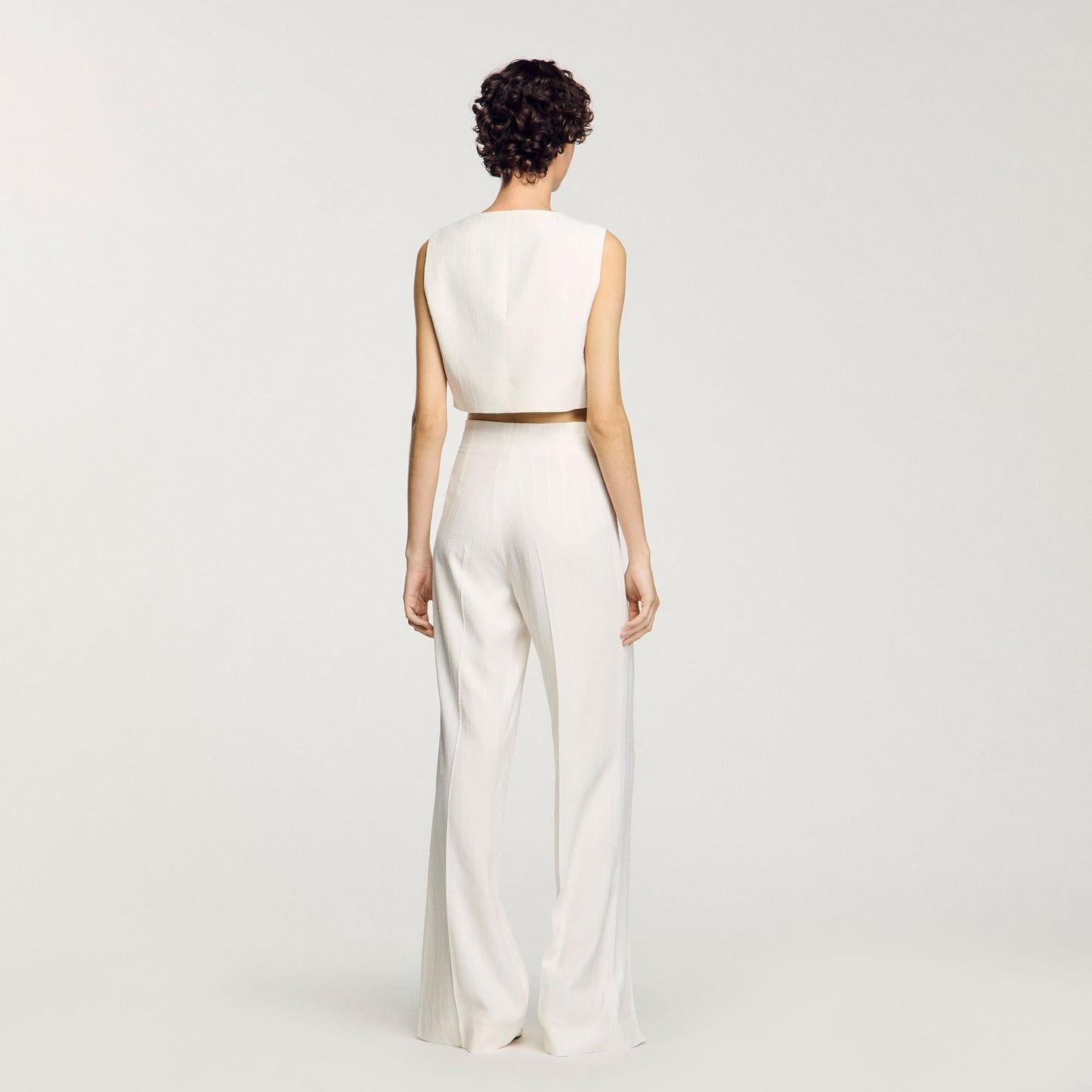 Sequin Cropped Jacket Ecru