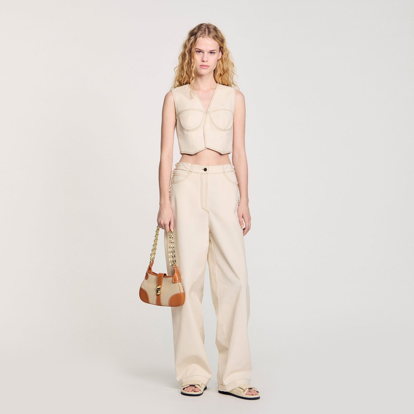 Leonie Denim Cropped Jacket Sand