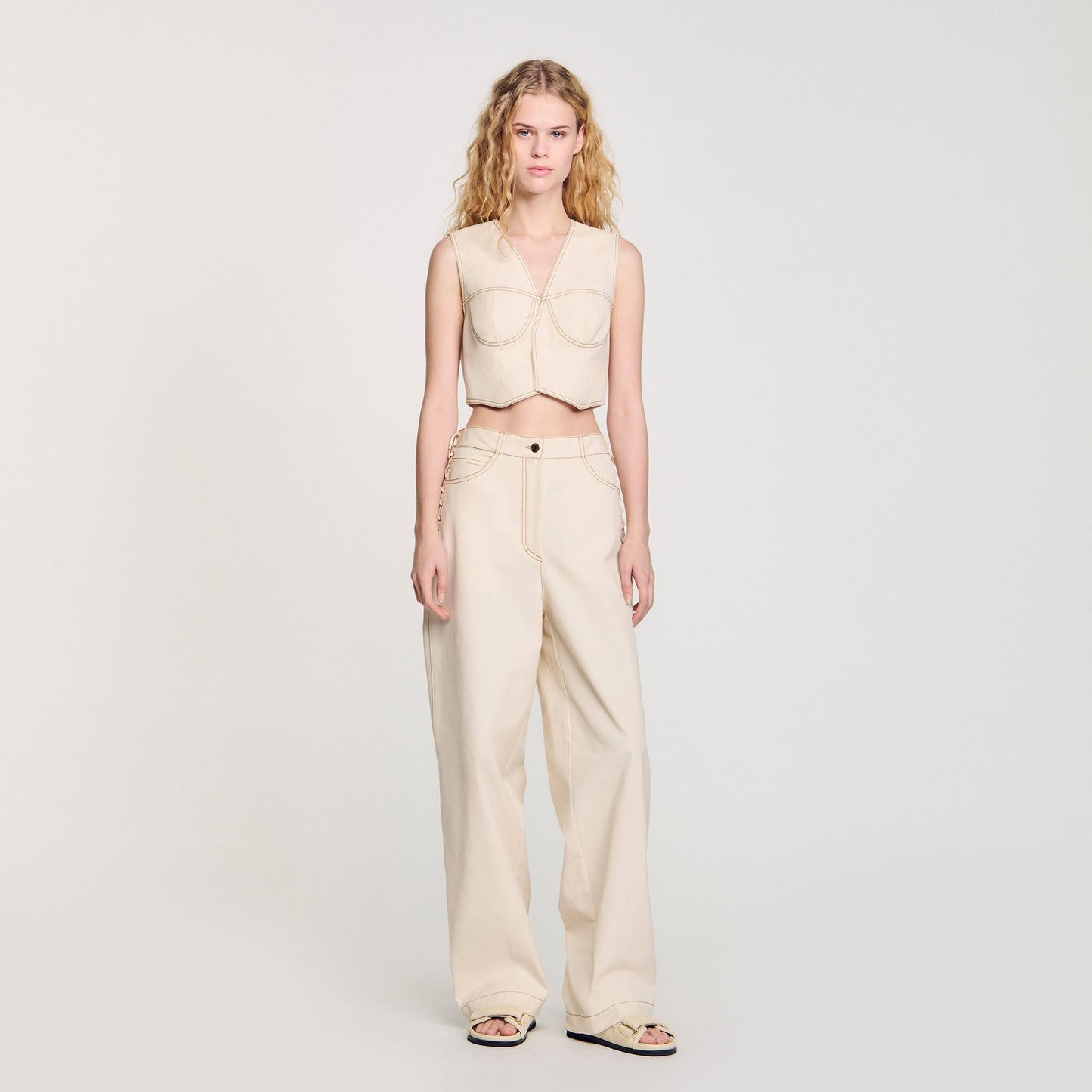 Leonie Denim Cropped Jacket Sand