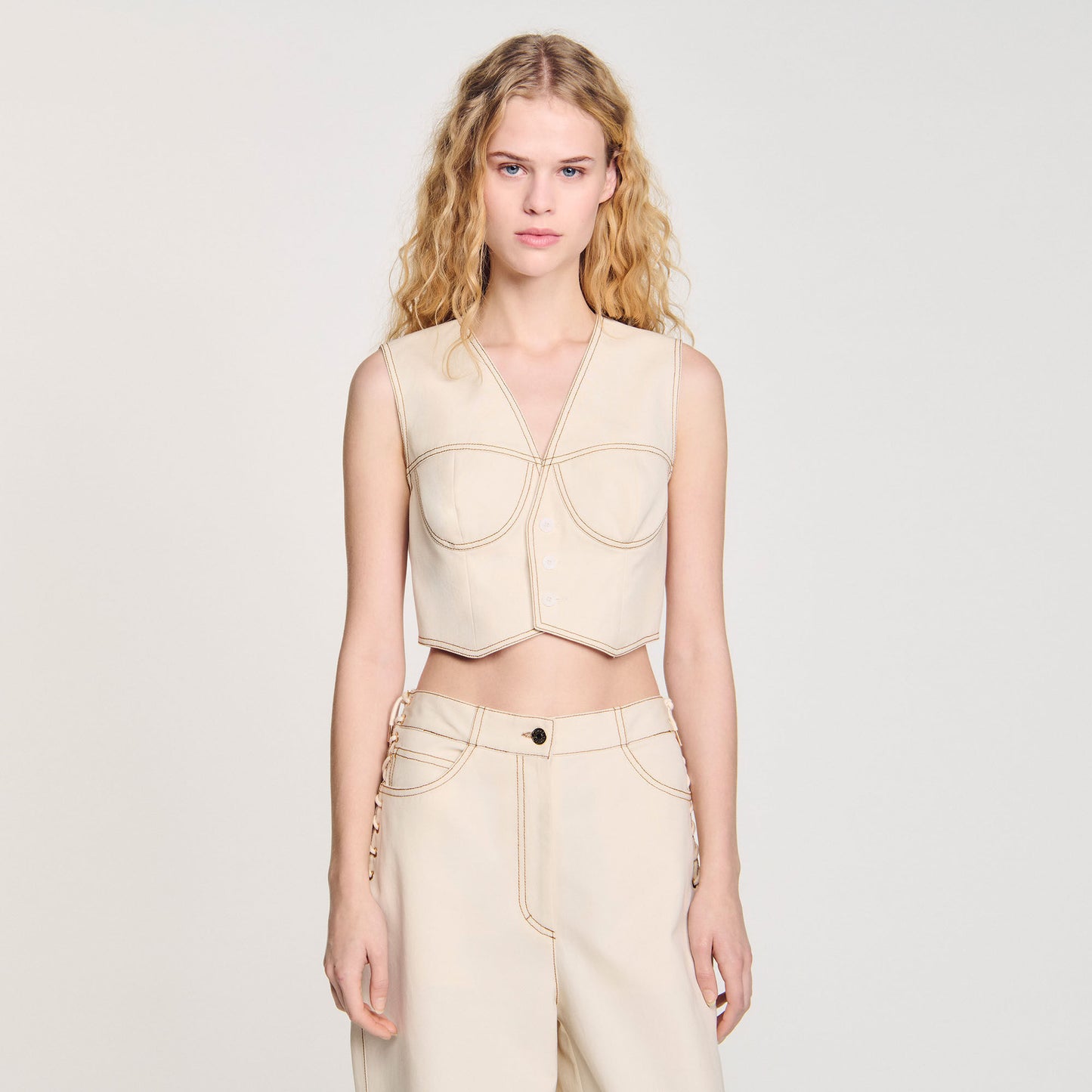 Leonie Denim Cropped Jacket Sand