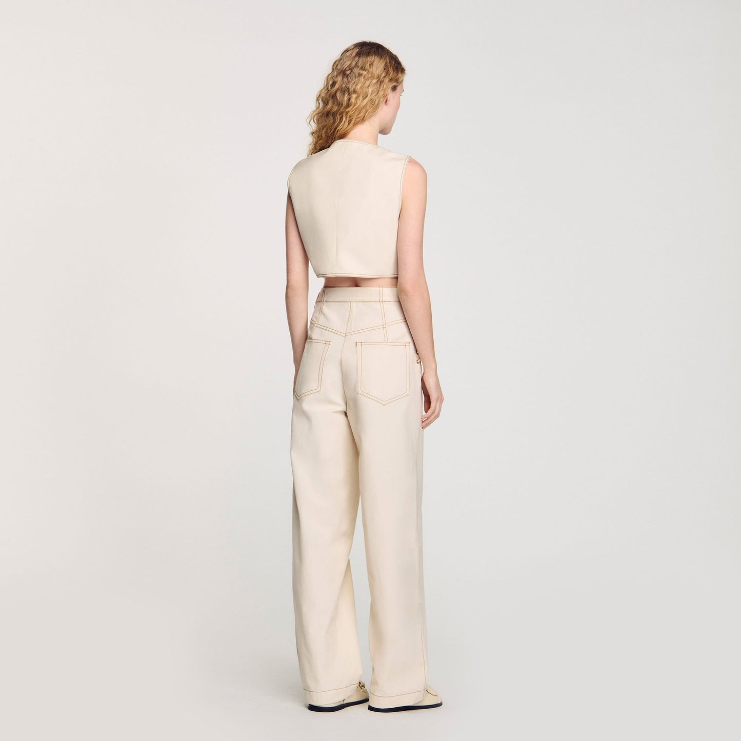 Leonie Denim Cropped Jacket Sand