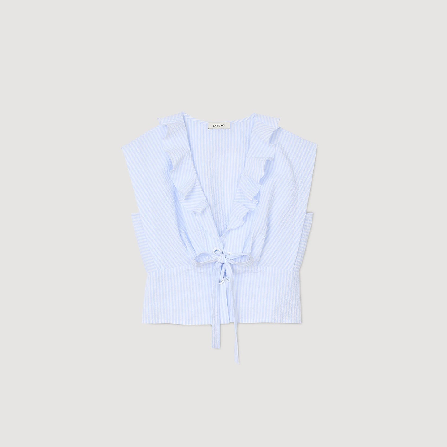 Noor Striped Crop Top Ciel / Blanc