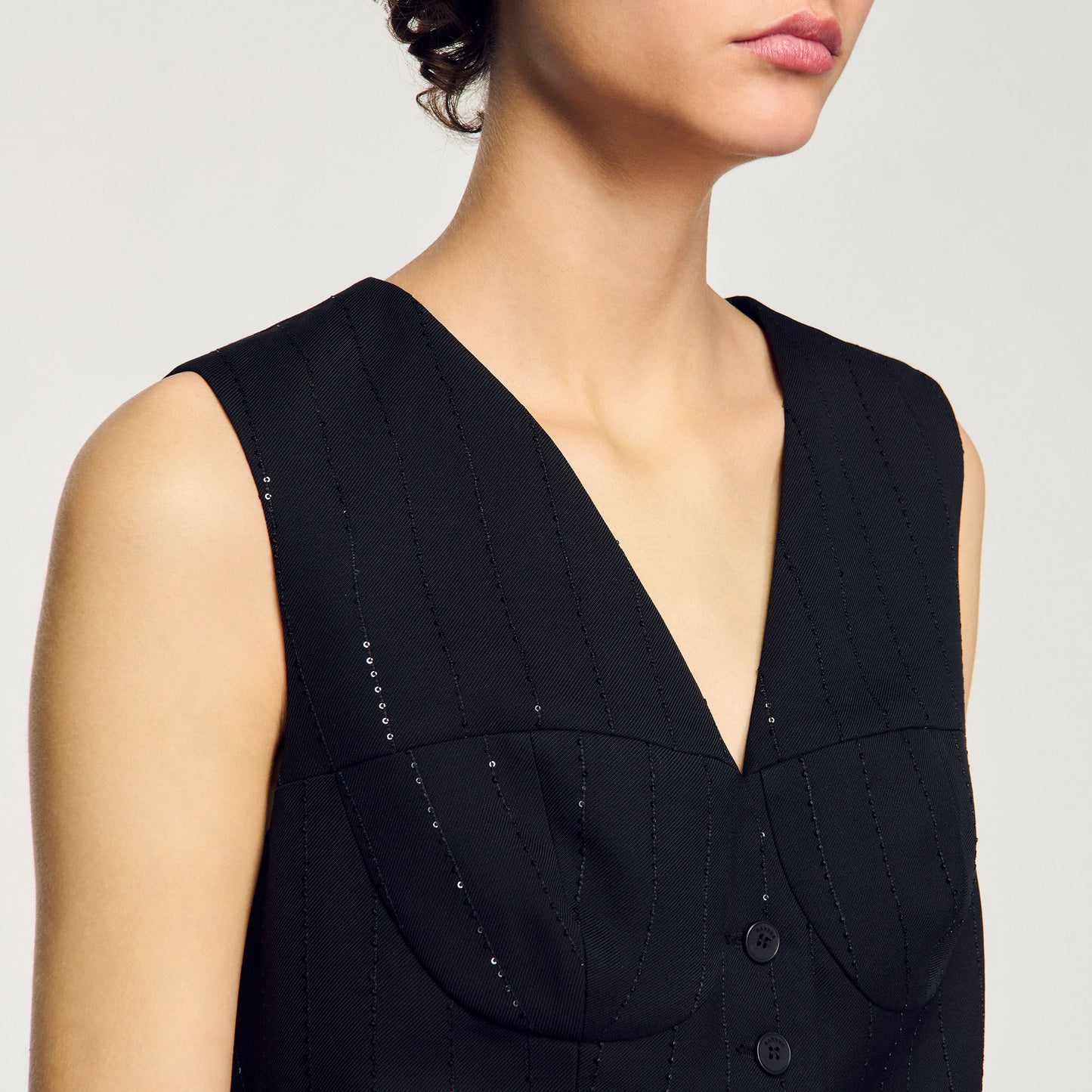 Sequin Cropped Jacket Black