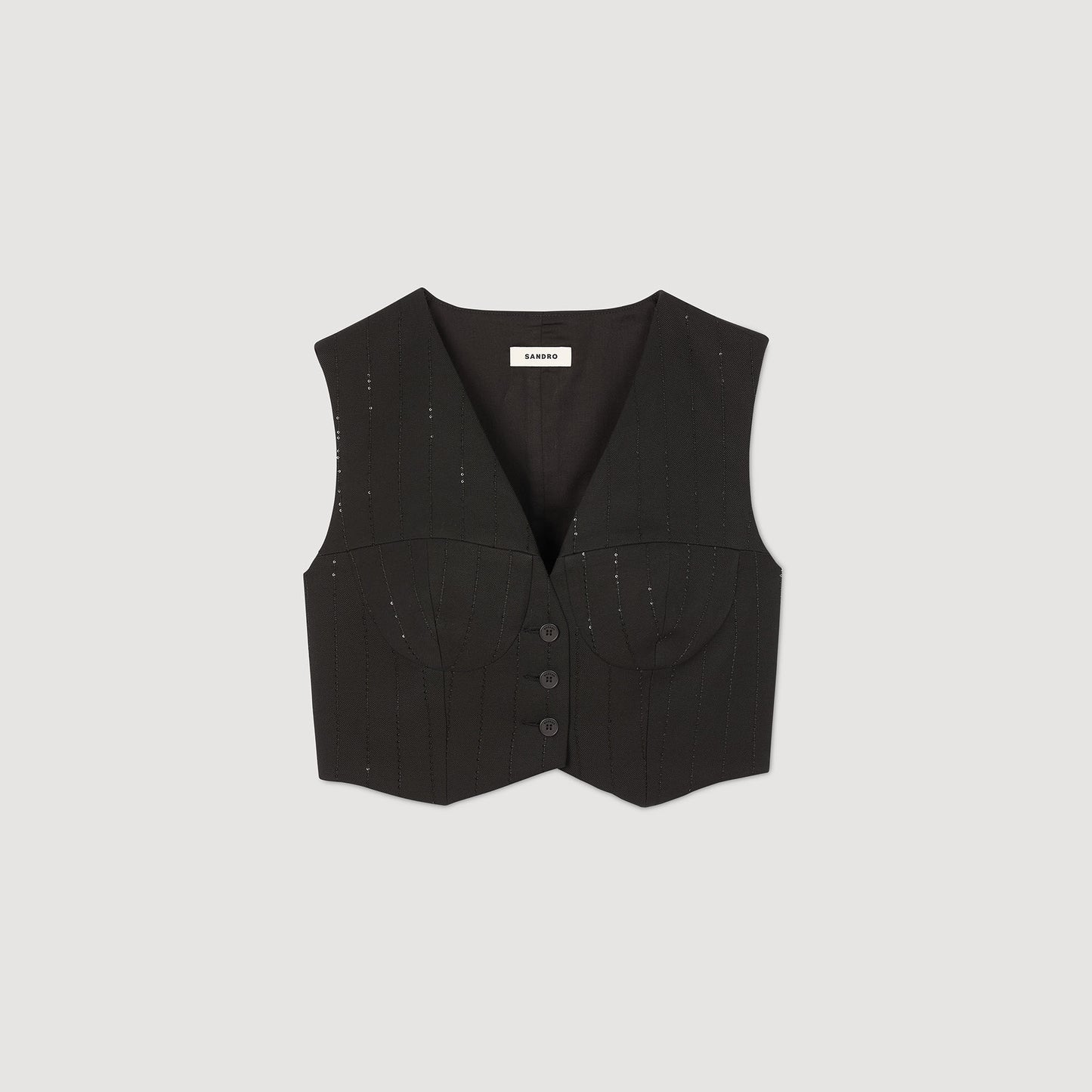 Sequin Cropped Jacket Black