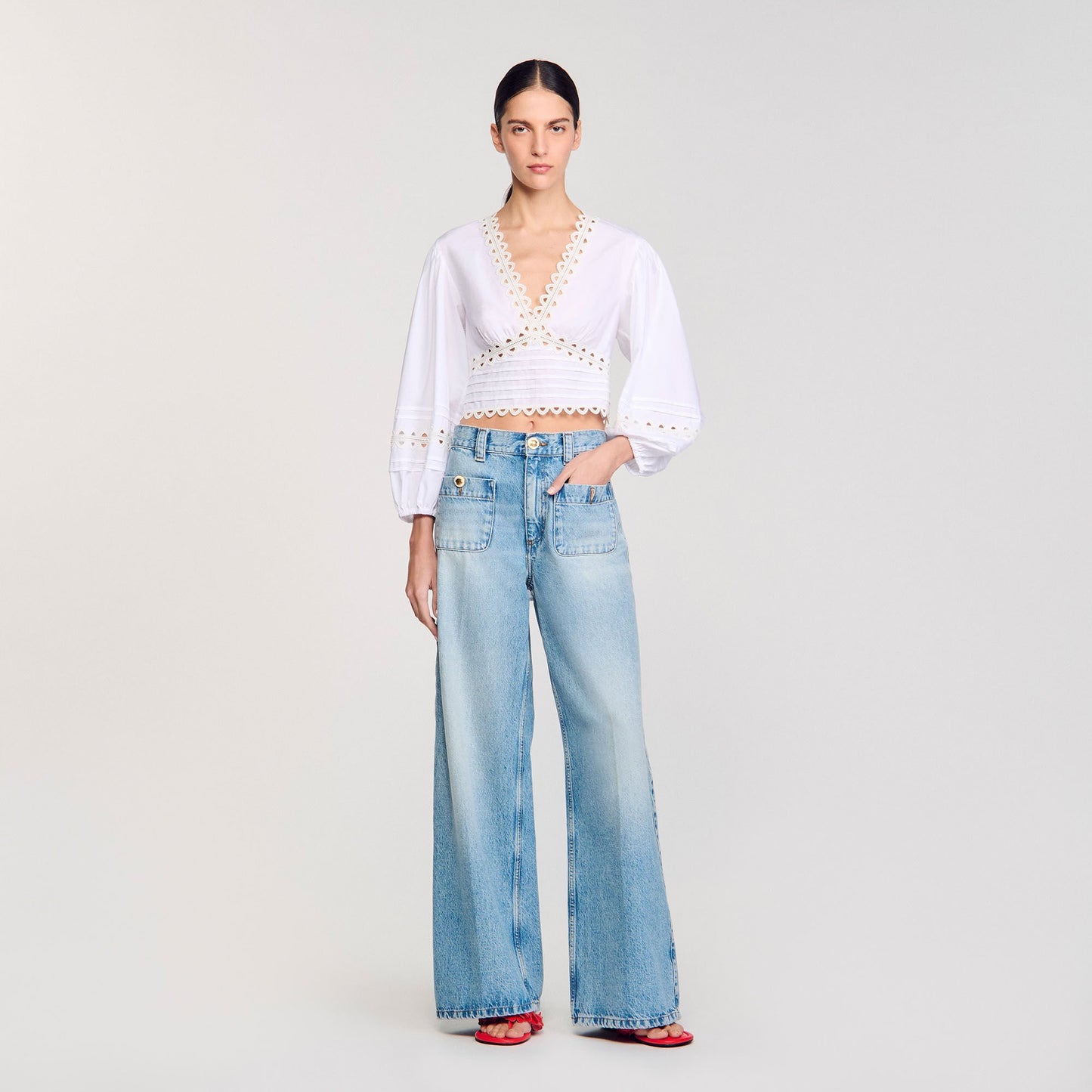 Chichi Poplin Crop Top White