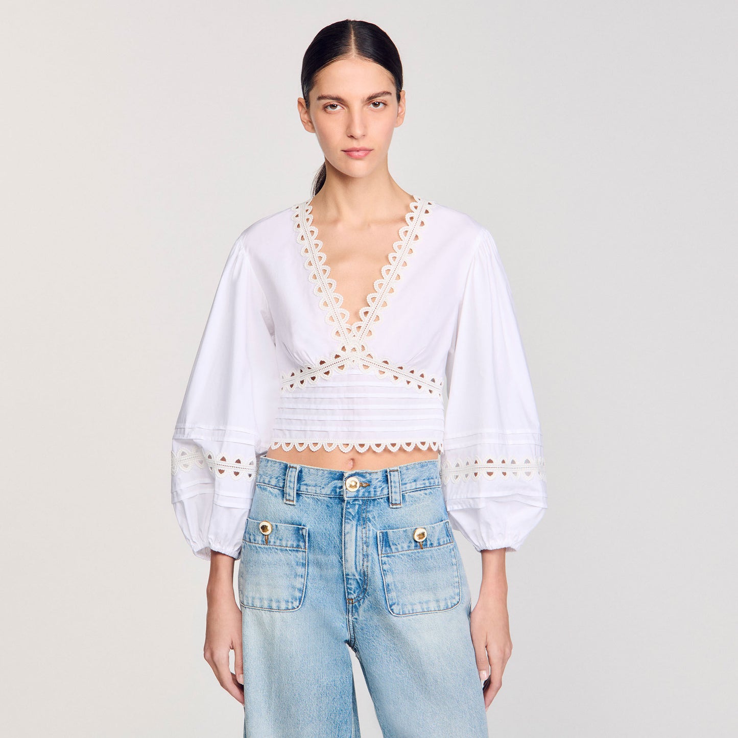 Chichi Poplin Crop Top White