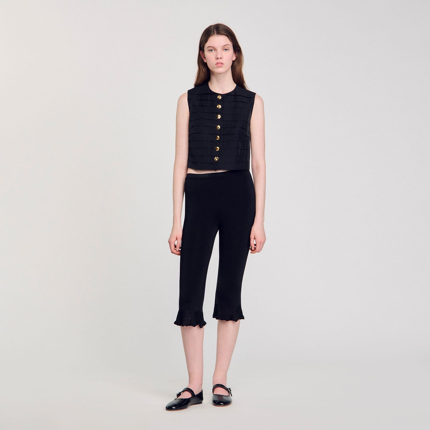 Eilat Pleated Crop Top Black