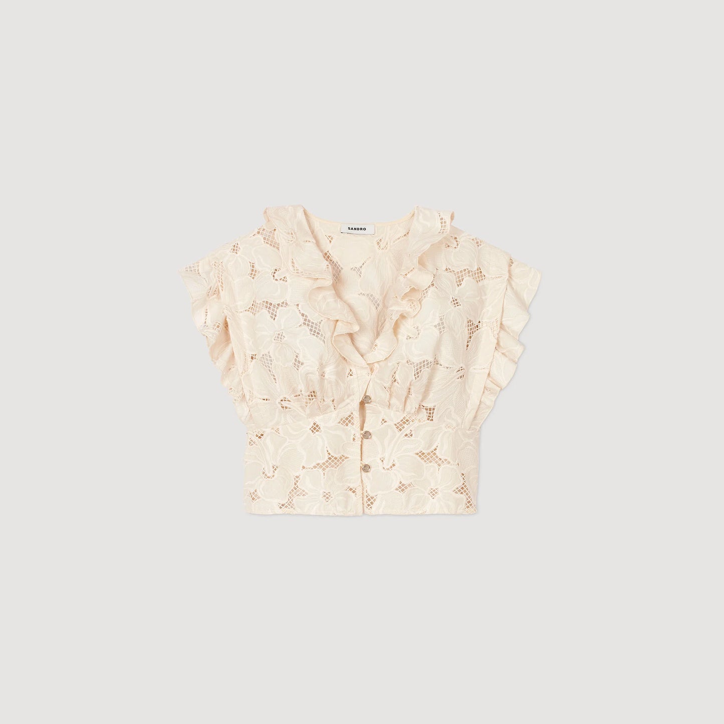 Orli Embroidered Crop Top Ecru