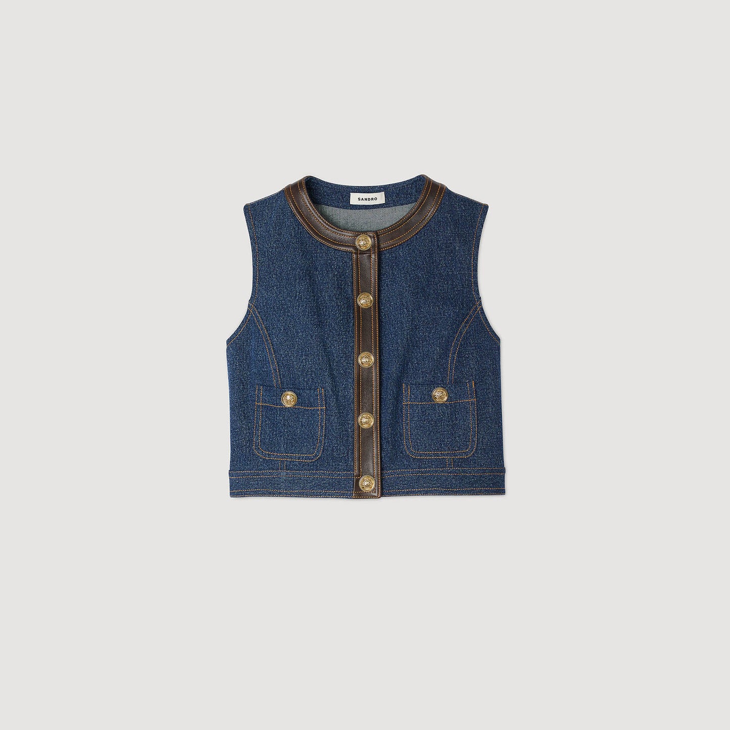 Portland Denim And Leather Top Dark Blue