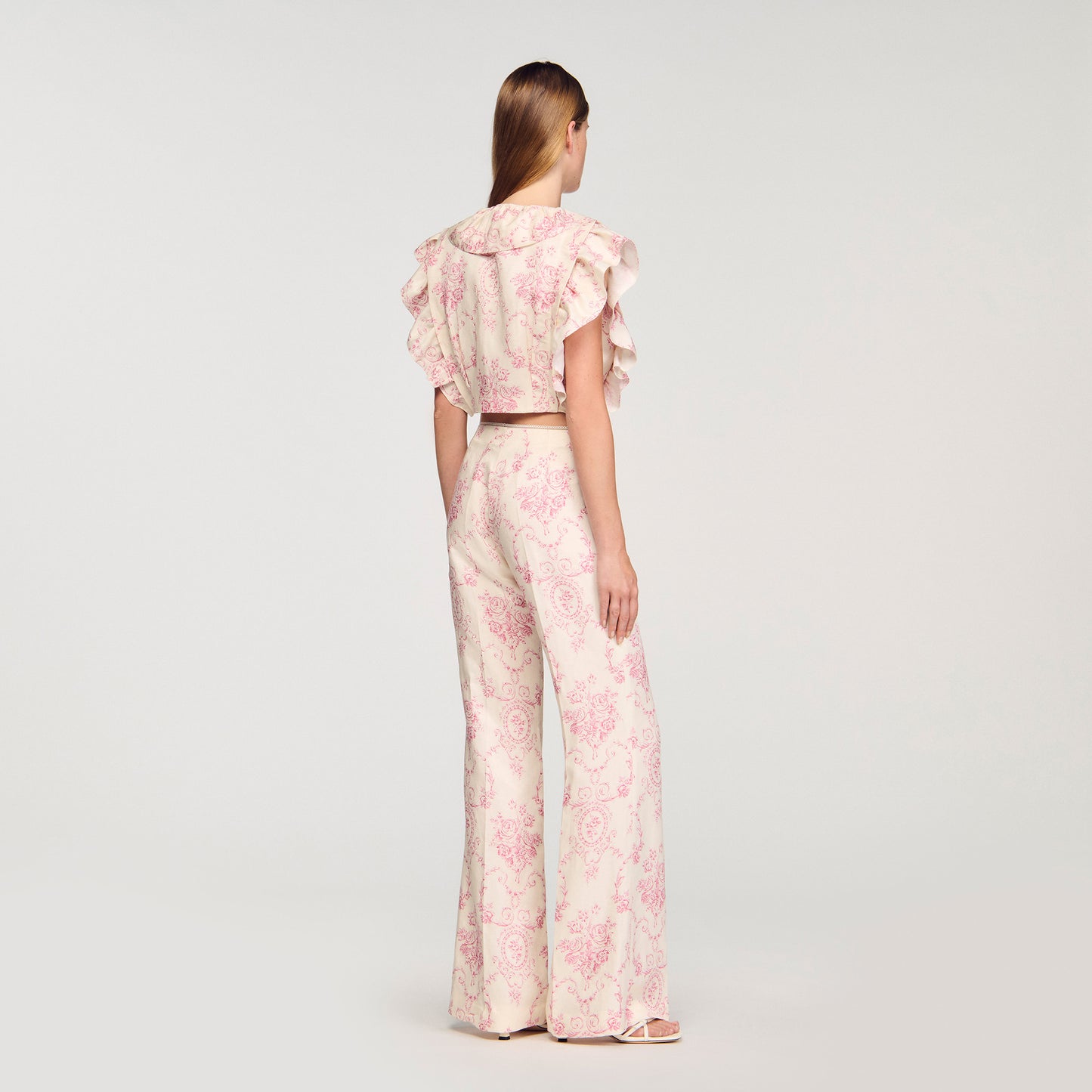 Sydney Floral Print Crop Top Pink / Ecru