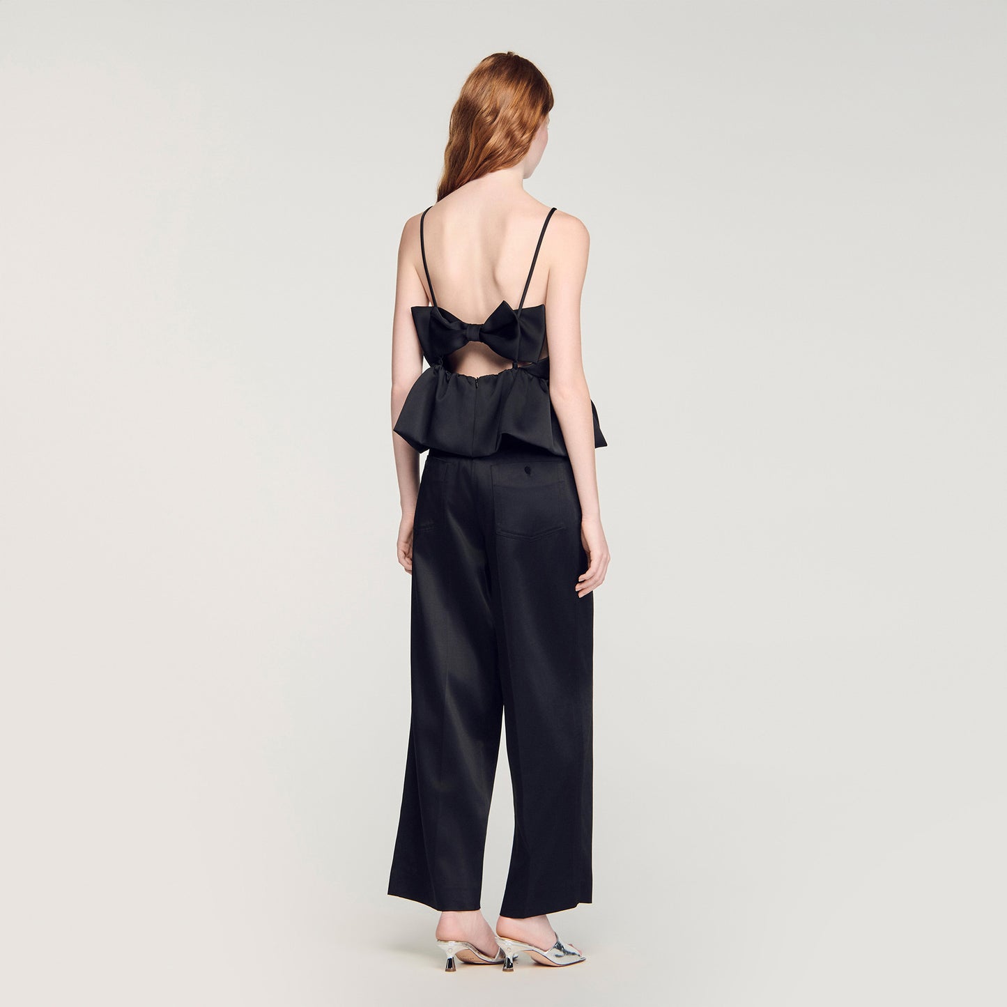 Azelie Ruffled Crop Top Black