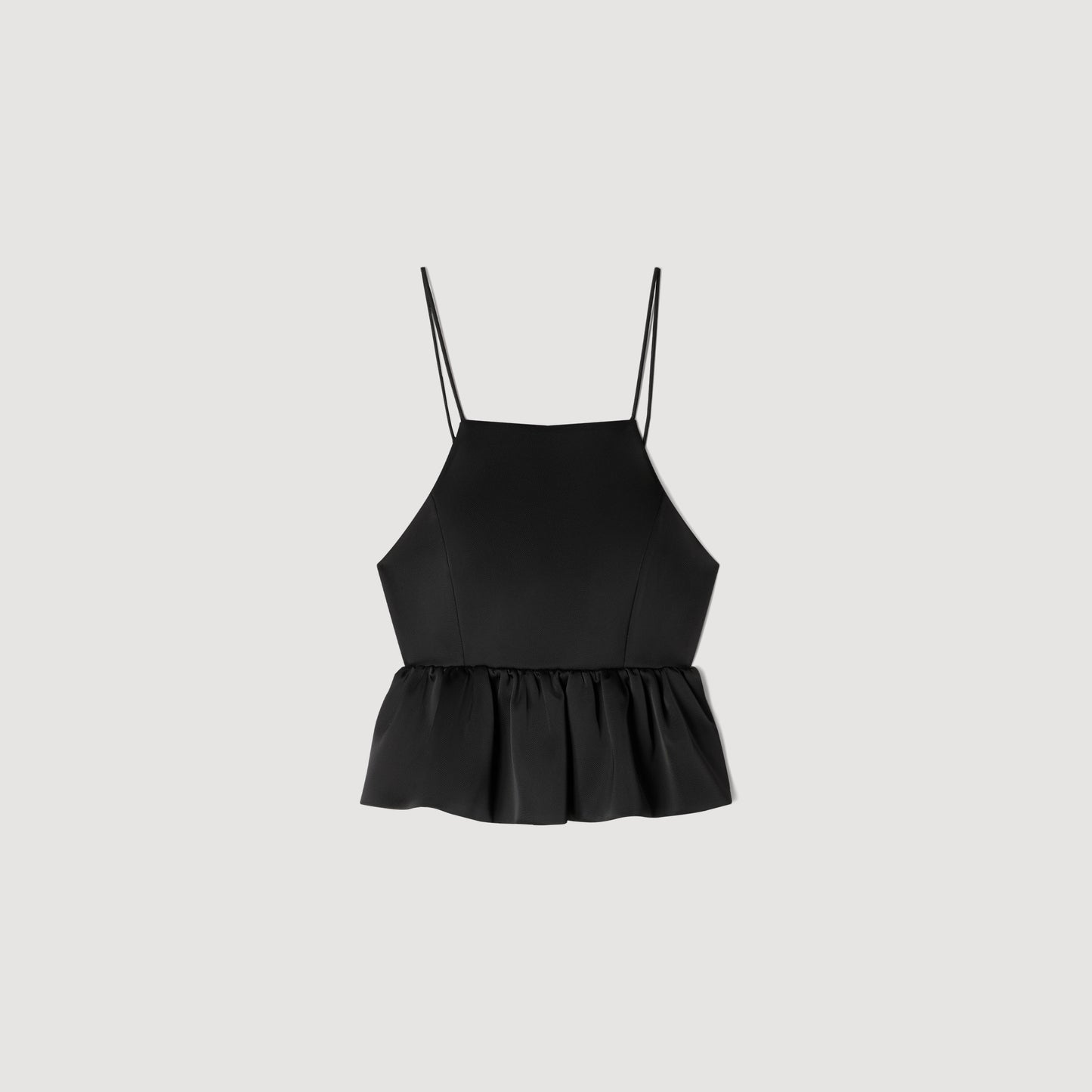 Azelie Ruffled Crop Top Black